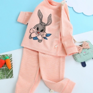 Dívčí Cartoon Rabbit Top + Kalhoty Pyžamo Set Dětské Oblečení