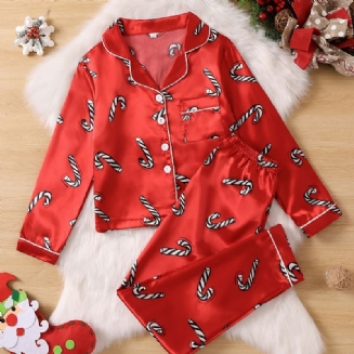 Dívčí Košile S Dlouhým Rukávem + Kalhoty Pyžamo Sada Dětského Vánočního Oblečení
