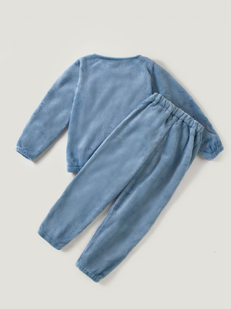 Dívčí Ležérní Fleecové Termo Pyžamo Se Zesíleným Vyšívaným Topem A Kalhotami