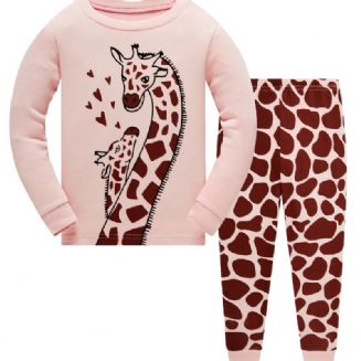 Dívčí Ležérní Pyžamový Set S Potiskem Žirafy S Topy A Kalhotami Dětské Oblečení Na Doma