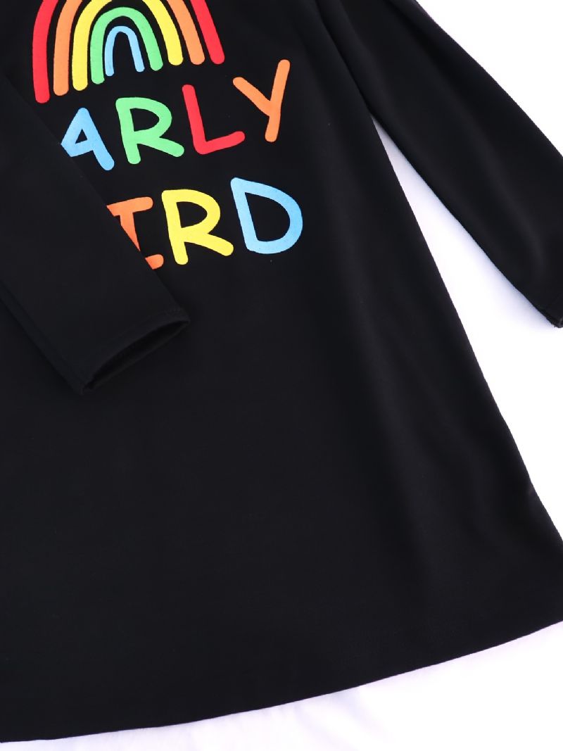 Dívčí Noční Košile Rainbow Letter Print Dětské S Dlouhým Rukávem Sleepwear Oblečení
