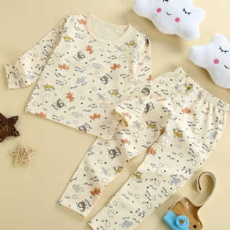 Dívčí Pyžamko Rodinné Oblečení Kreslený Potisk S Kulatým Výstřihem Dlouhý Rukáv Top & Kalhoty Set Dětské