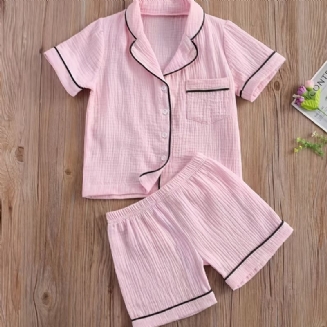 Dívčí Pyžamo Family Outfit Jednobarevný Top A Šortky S Krátkým Rukávem Pro Dětské Oblečení