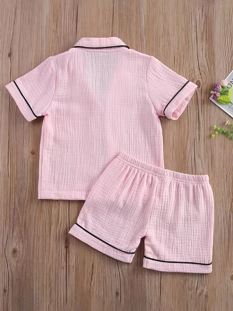 Dívčí Pyžamo Family Outfit Jednobarevný Top A Šortky S Krátkým Rukávem Pro Dětské Oblečení