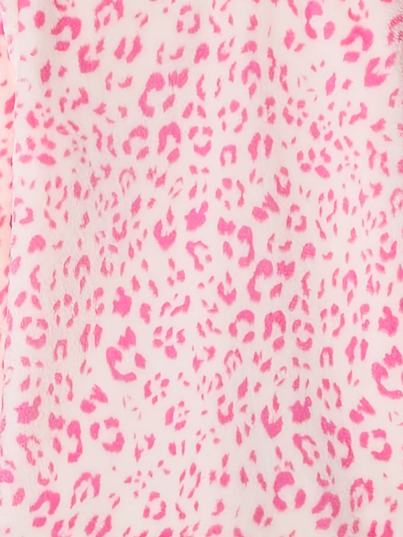 Dívčí Pyžamo Family Outfit Růžový Leopardí Kulatý Výstřih S Dlouhým Rukávem A Kalhotami Set Dětské Oblečení