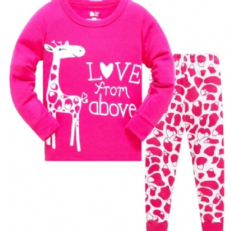 Dívčí Pyžamo Rodinné Oblečení Žirafa Potisk S Kulatým Výstřihem Dlouhý Rukáv Top & Kalhoty Set Dětské