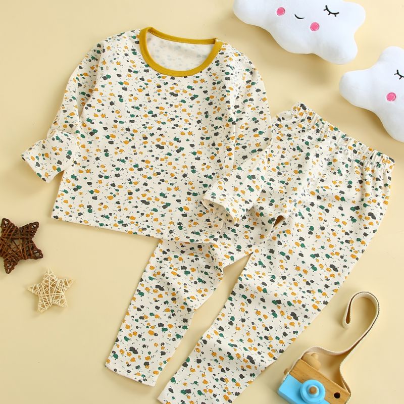 Dívčí Pyžamo Rodinný Outfit Potisk S Kulatým Výstřihem Dlouhý Rukáv Sada Top & Kalhoty Dětské Oblečení