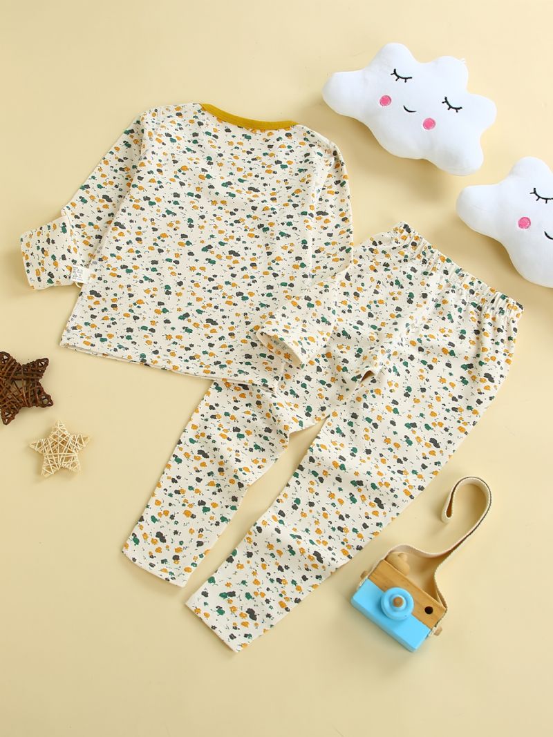 Dívčí Pyžamo Rodinný Outfit Potisk S Kulatým Výstřihem Dlouhý Rukáv Sada Top & Kalhoty Dětské Oblečení