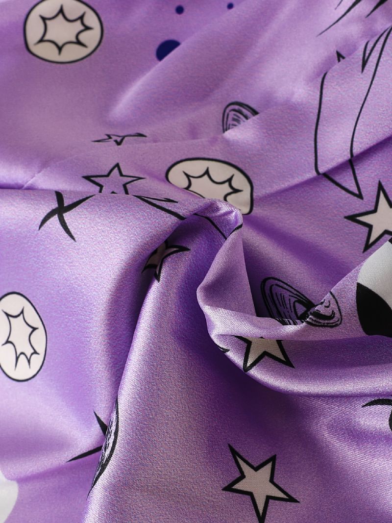 Dívčí Saténový Potisk Hvězdy Sada Pyžama Košile S Dlouhým Rukávem + Souprava Slušivých Kalhot Lounge Wear Domácí Oblečení Dětské