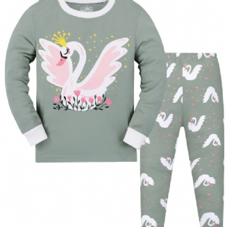 Dívčí Souprava Mikina + Kalhoty Swan Dětské Oblečení Pyžamo Set Lounge Wear Homewear