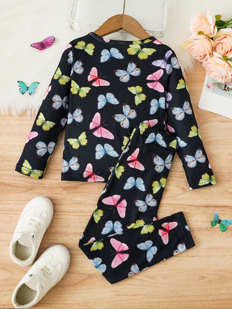 Dívčí Společenské Oblečení Domácí Oděvy Top A Ladící Kalhoty Souprava Pyžama S Motýlím Vzorem Dětské