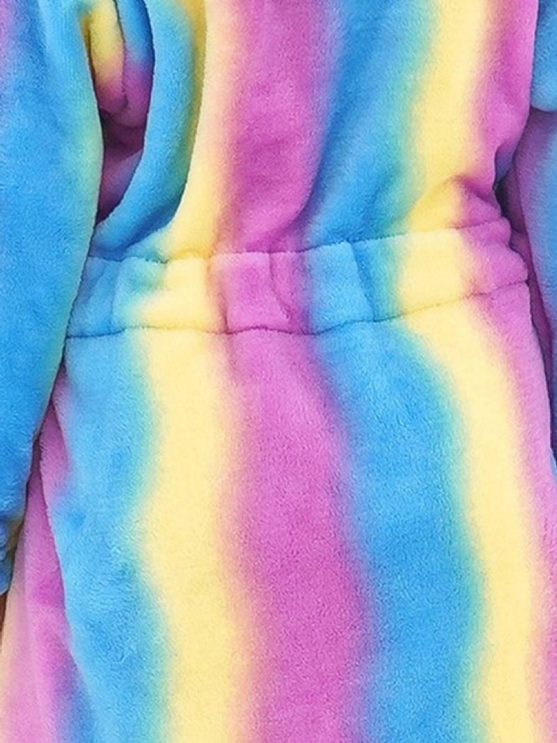 Dívčí Teplý Fleecový Župan Rainbow Galaxy Stripe Dětské Oblečení Na Spaní