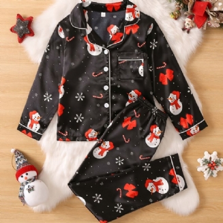 Dívčí Vánoční Tisk Pyžamo Loungewear Set