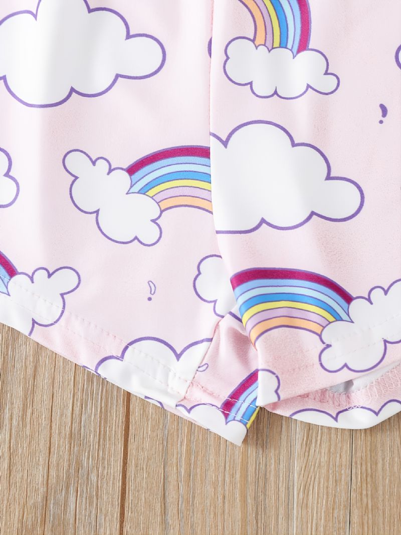 Dívčí Vesta S Potiskem Rainbow Cloud A Maska Na Oči A Oblečení Na Spaní Kalhoty Šortky Pyžamo Set