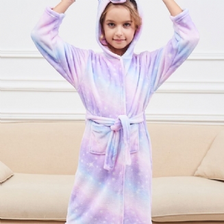 Dívčí Župan S Kapucí Jednorožec Jasně Fialový Galaxy Fleece Dětské Oblečení Na Spaní