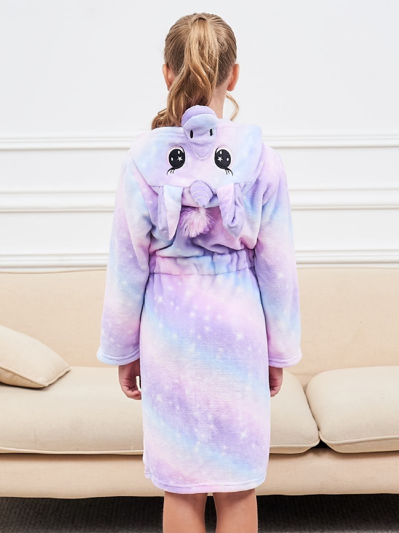 Dívčí Župan S Kapucí Jednorožec Jasně Fialový Galaxy Fleece Dětské Oblečení Na Spaní