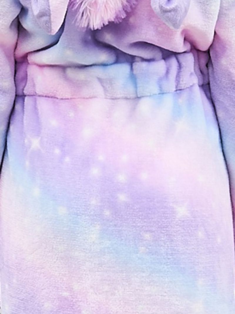 Dívčí Župan S Kapucí Jednorožec Jasně Fialový Galaxy Fleece Dětské Oblečení Na Spaní