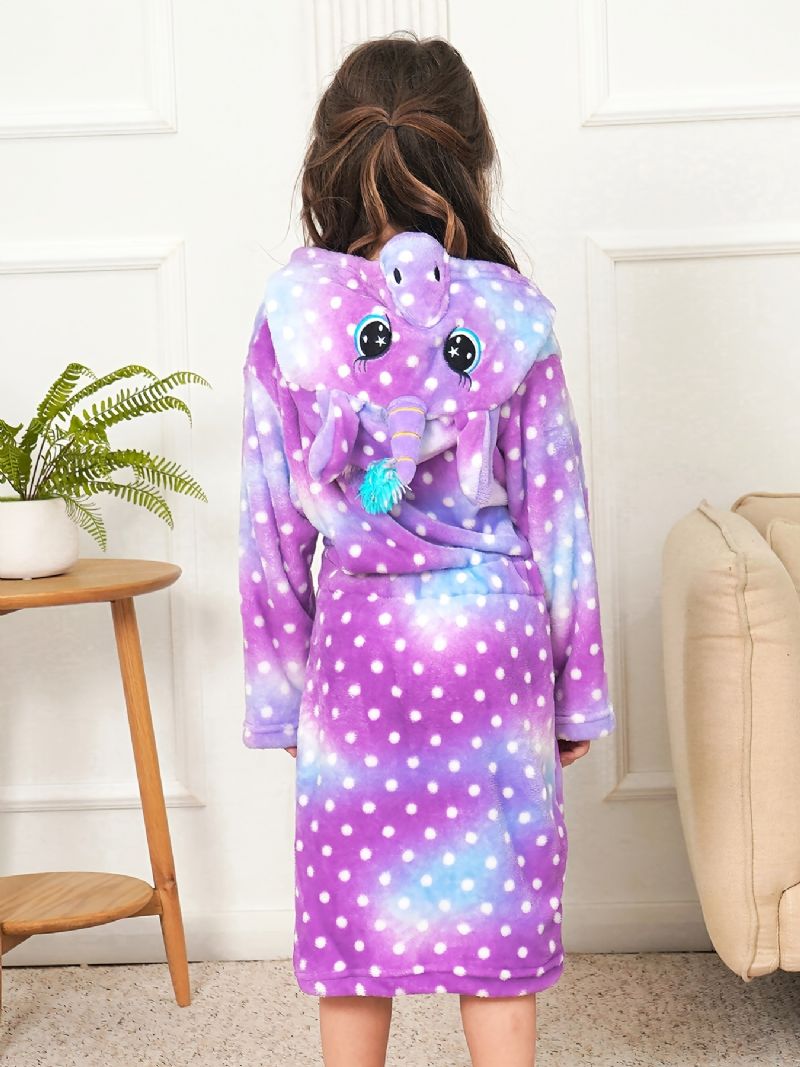 Dívčí Župan Unicorn S Kapucí Fialová Galaxy Dots Fleece Dětské Oblečení Na Spaní