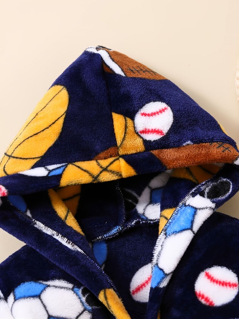 Děti Chlapci Dívky Ležérní Fotbal Baseball Tisk Fleece Dlouhý Župan Na Zimu