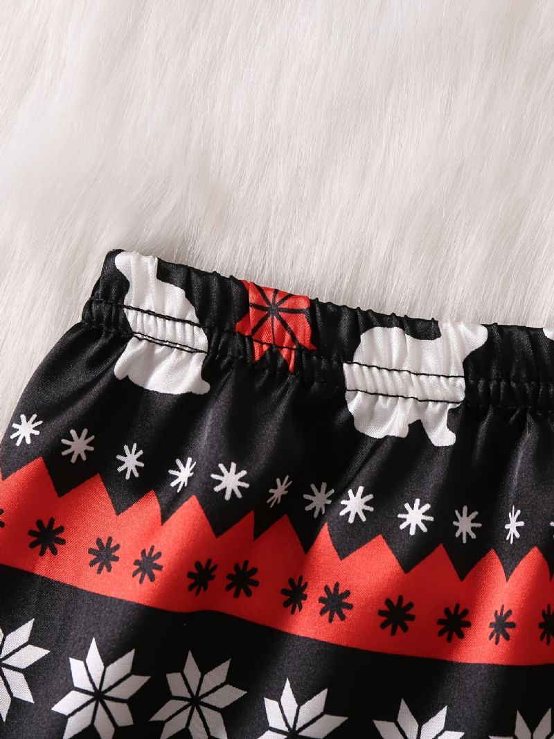 Děti Dívky Chlapci Saténové Společenské Oblečení Domácí Top S Dlouhým Rukávem A Ladící Kalhoty Set Pyžama Set S Losím Vzorem Vánoce