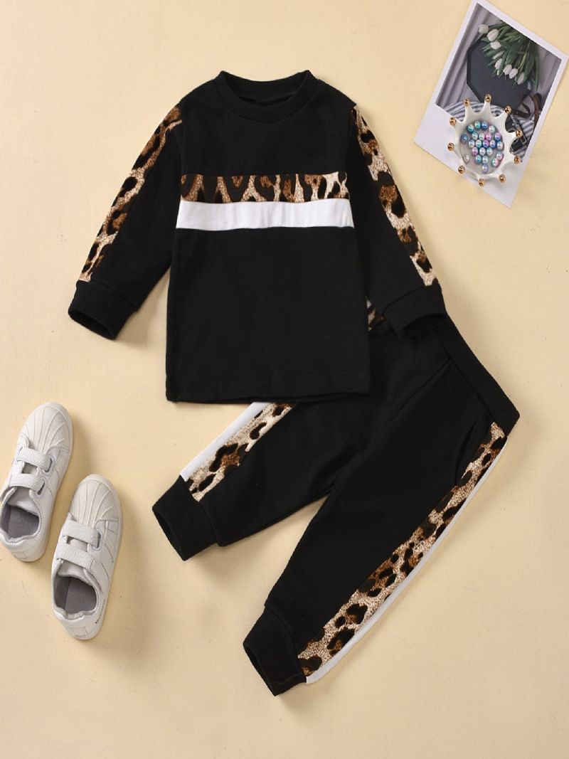 Dětská Mikina Jogger Pants S Leopardím Potiskem Pyžamová Souprava