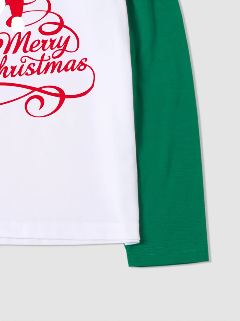 Dětská Pyžama Santa Claus Tisk Neformální Pyžamové Topy S Dlouhým Rukávem S Výstřihem