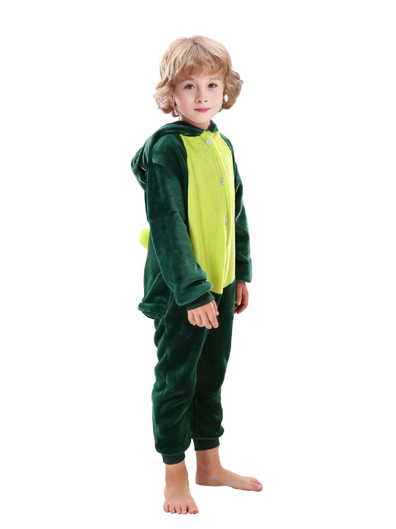 Dětské Chlapecké Pyžamo S Kapucí Roztomilé Zvířecí Měkké Hřejivé Flanelové Kombinézy Cosplay Oblečení