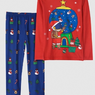 Dětské Chlapecké Pyžamo Vánoční Potisk Astronautů S Kulatým Výstřihem A Dlouhým Rukávem