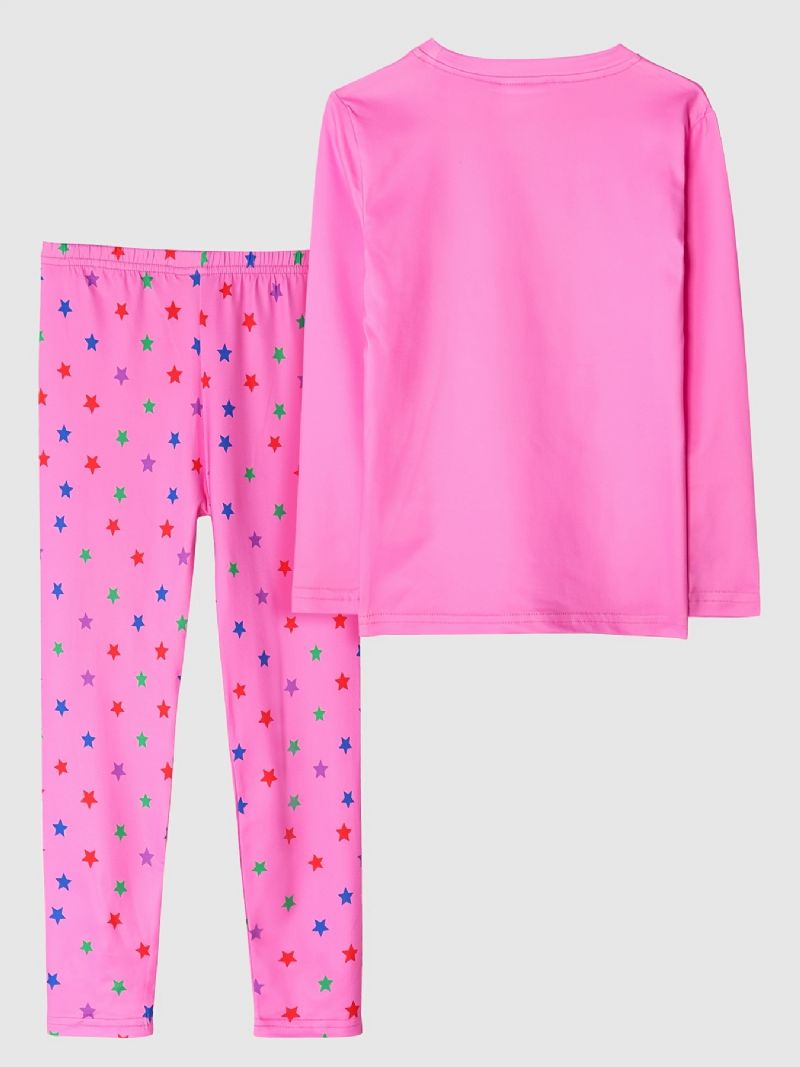 Dětské Dívčí Pyžamové Růžové Jednorožce S Kulatým Výstřihem Kalhoty S Dlouhým Rukávem