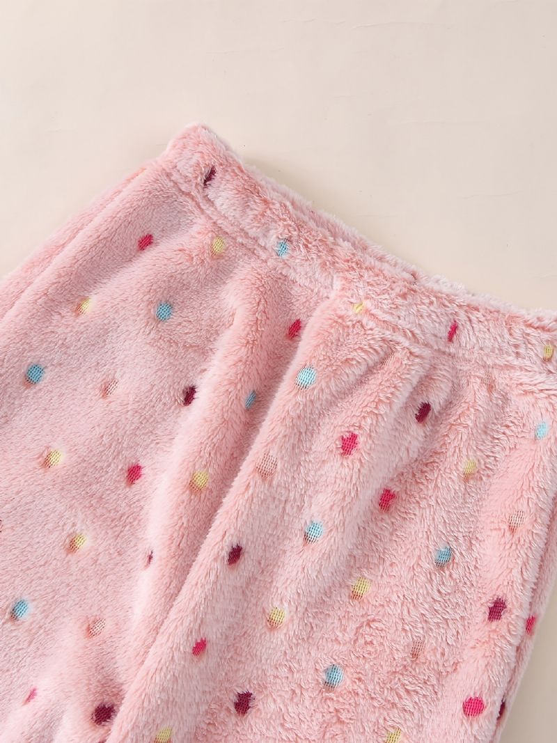 Dětské Dívčí Sametové Pyžamové Top A Ladící Kalhoty S Barevným Puntíkovaným Potiskem Na Podzim Zima Novinka
