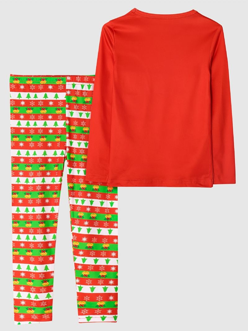 Dětské Dívčí Vánoční Pyžamo Santa Claus Dárkový Tisk Kalhoty S Kulatým Výstřihem A Dlouhým Rukávem