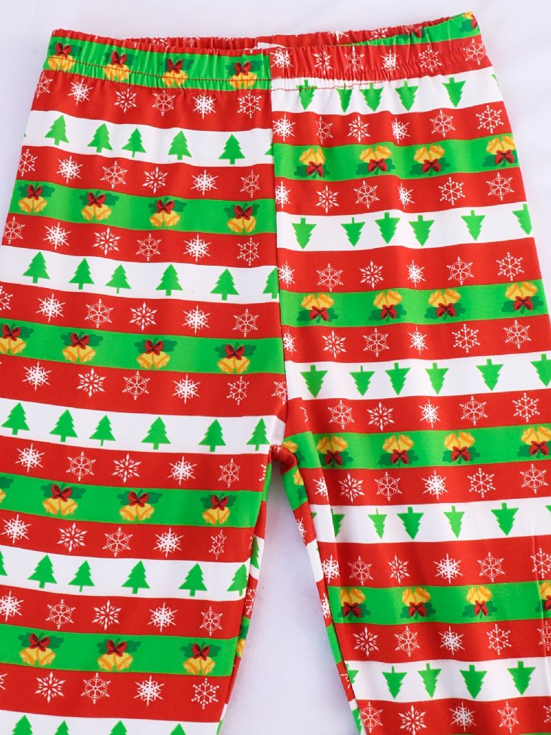 Dětské Dívčí Vánoční Pyžamo Santa Claus Dárkový Tisk Kalhoty S Kulatým Výstřihem A Dlouhým Rukávem