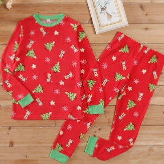 Dětské Ležérní Roztomilé Vánoční Pyžamové Kalhoty S Dlouhým Rukávem S Výstřihem