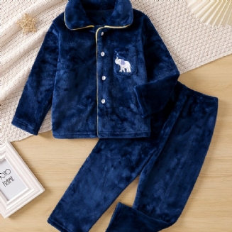 Dětské Ležérní Zesílené Zateplené Topy Kalhoty Pyžama Sada Na Podzim A Zimu