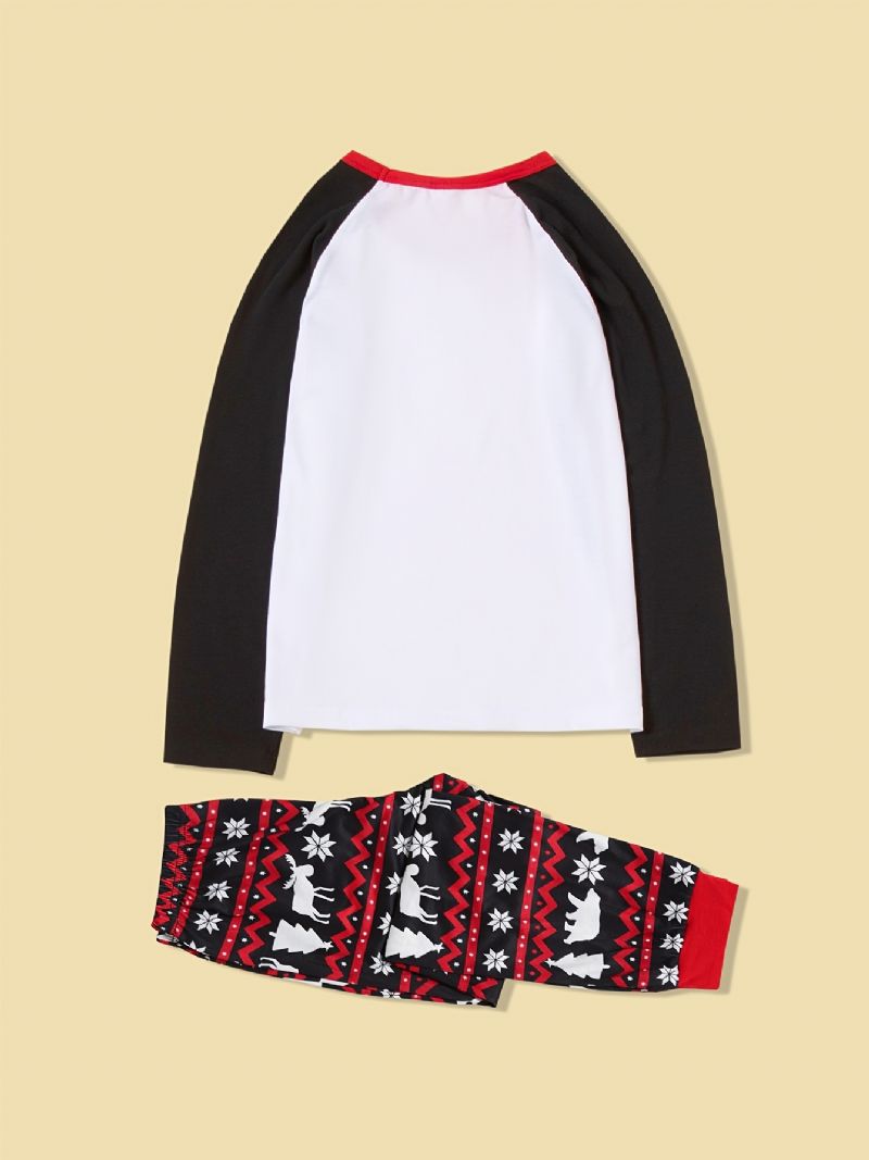 Dětské Pyžamo Rodinný Outfit Vánoční Dopisní Potisk S Kulatým Výstřihem Dlouhý Rukáv Top & Kalhoty Set Pro Dívky Chlapce