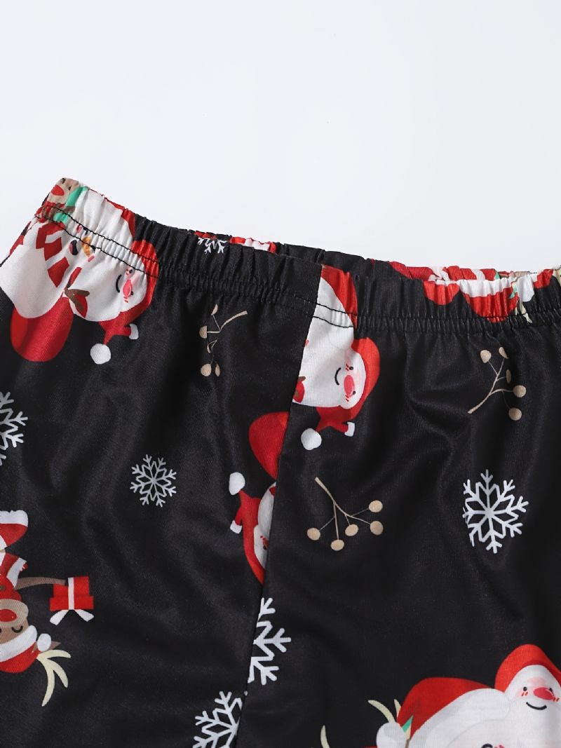 Dětské Pyžamo Rodinný Outfit Vánoční Potisk S Kulatým Výstřihem A Dlouhým Rukávem Sada Top A Kalhot Pro Dívky A Chlapce