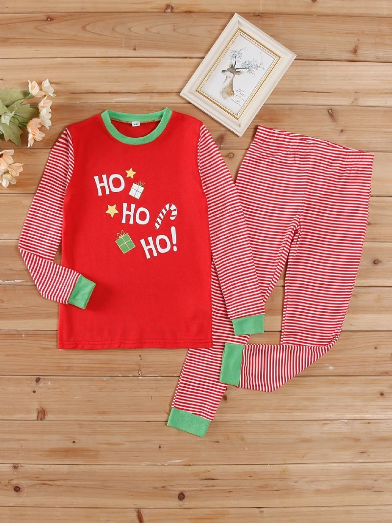 Dětské Pyžamo Rodinný Outfit Vánoční Potisk Top S Kulatým Výstřihem A Dlouhým Rukávem Sada Kalhot Pro Chlapce Dívky Oblečení
