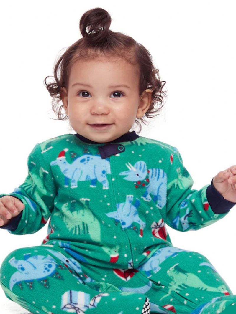 Děťátko Dívky Crew Neck Cute Cartoon Dinosaur Pyjamas Set Vánoční Set