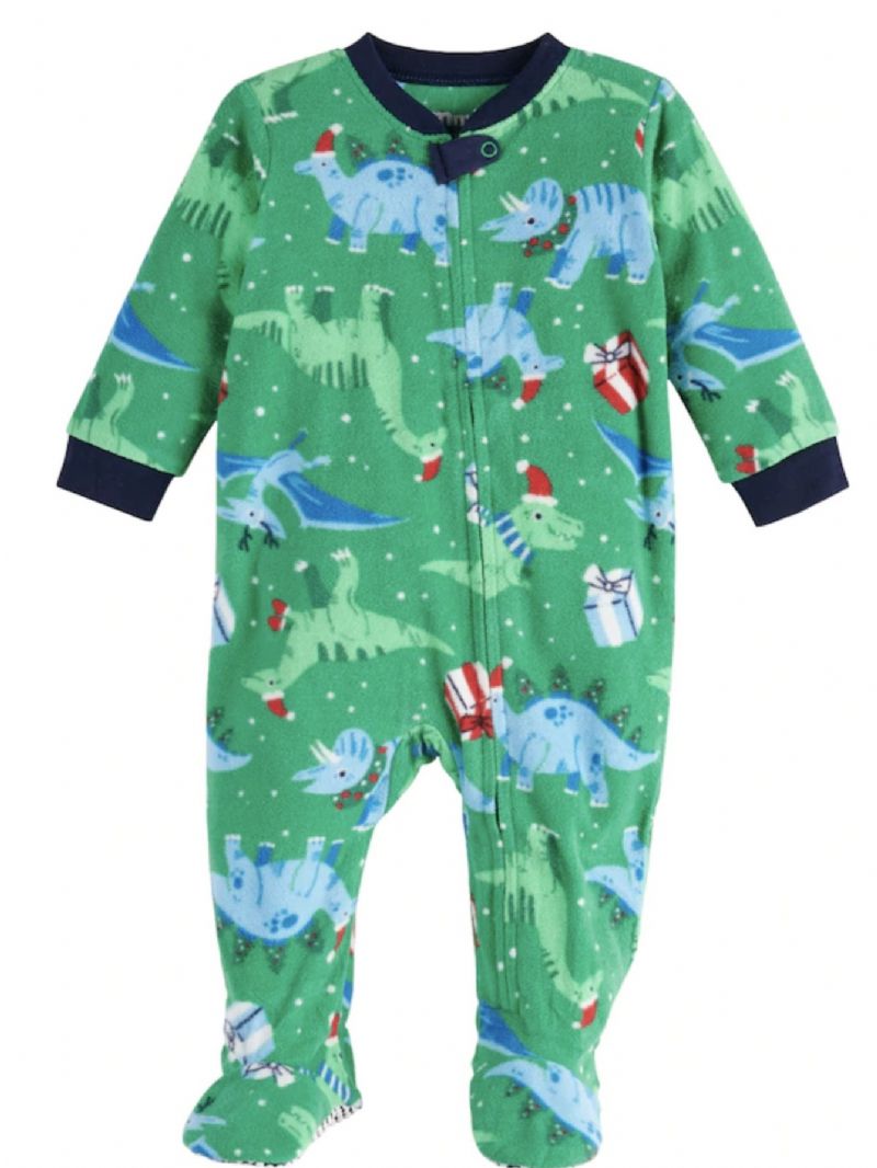 Děťátko Dívky Crew Neck Cute Cartoon Dinosaur Pyjamas Set Vánoční Set