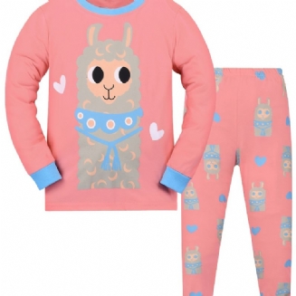 Děťátko Děti Lounge Wear Domácí Oblečení Vzor Alpaky Top A Ladící Kalhoty Set Pyžamo Dětské