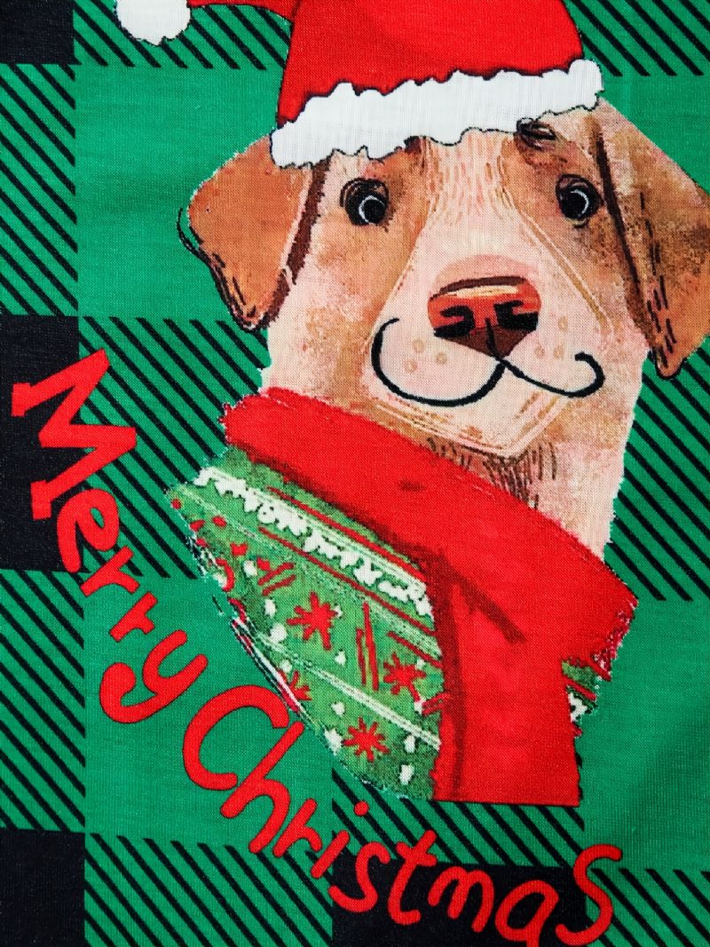 Děťátko Pyžamo Vánoční Dětský Pet Dog Digitální Tisk Zelená Kostkovaná Kombinéza