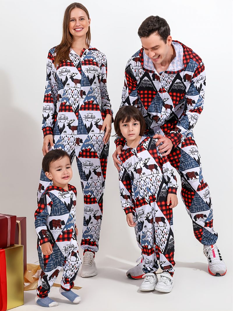 Nové Vánoční Chlapecké Dívčí Pyžamo S Kapucí