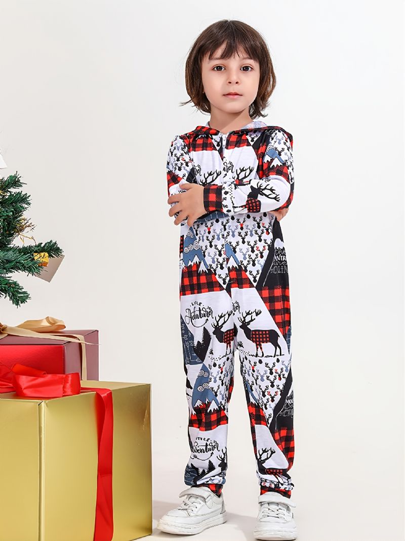 Nové Vánoční Chlapecké Dívčí Pyžamo S Kapucí