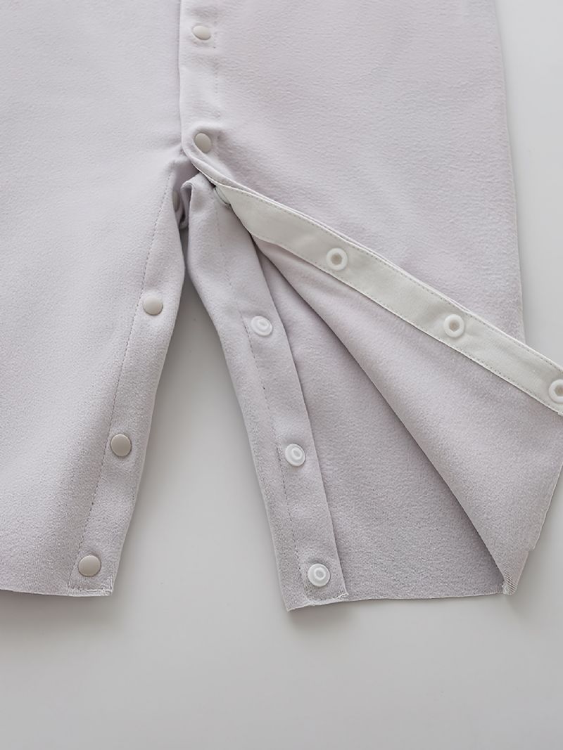Novorozené Dítě Romper Pyžamo Bear Tisk Jednobarevné Kombinézy Spodní Prádlo Pro Chlapce A Dívky