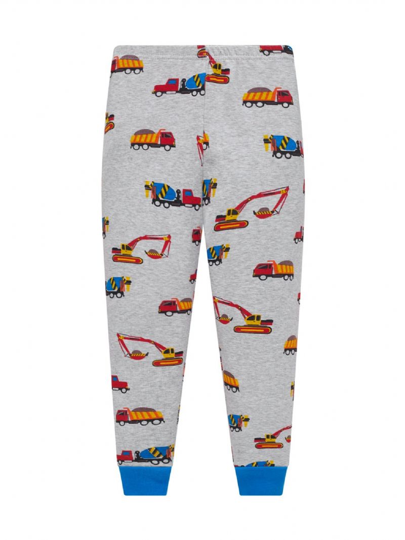 Popshion 2ks Chlapci Bagr Print Cartoon Car Pyžamas Sets