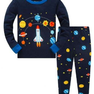 Popshion 2ks Chlapci Rocket Astronaut Star Universe Planet Pyžamo S Dlouhým Rukávem