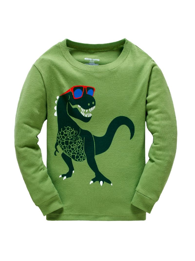 Popshion Chlapci Pajame Set 2ks Casual Dinosaur Crewneck Army Green Loungewear