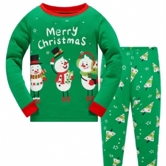 Popshion Dětské Vánoční Pyžamo Bavlna Sněhulák S Dlouhým Rukávem Pjs Set Sváteční Oblečení