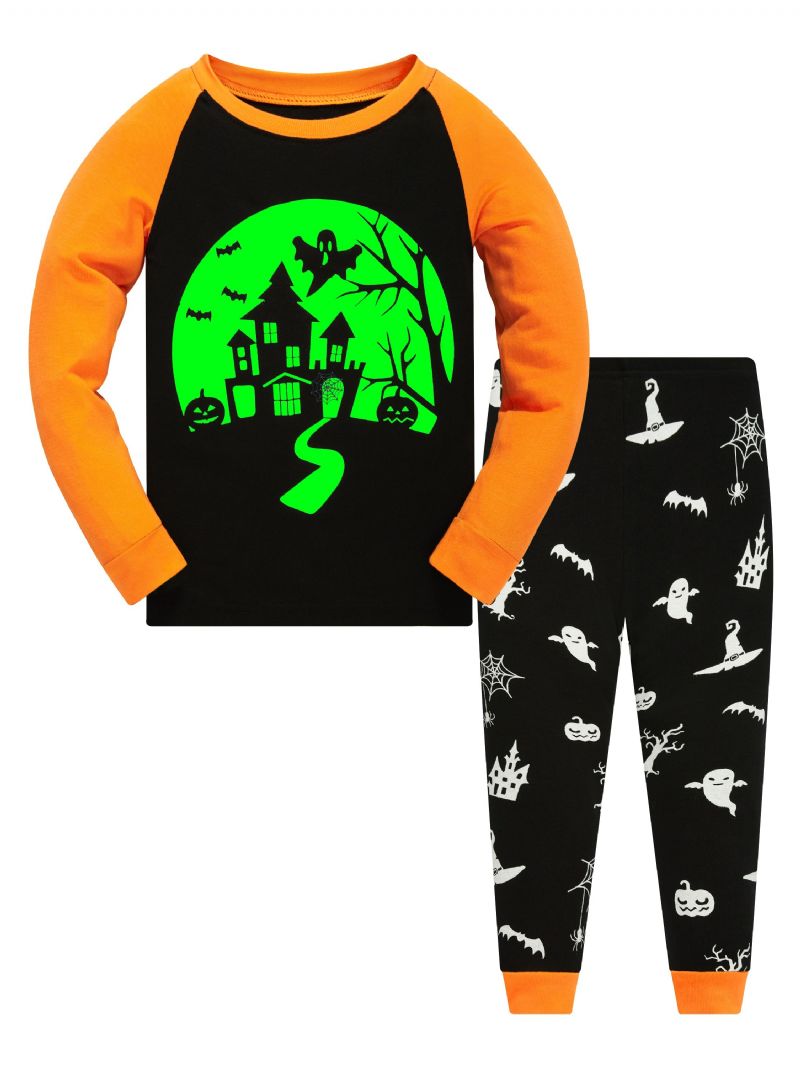Sada Pyžama Popshion Chlapci Spider Pumpkin Bat Ghost Witch S Dlouhým Rukávem