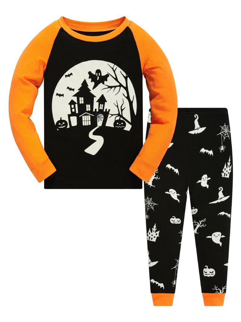 Sada Pyžama Popshion Chlapci Spider Pumpkin Bat Ghost Witch S Dlouhým Rukávem